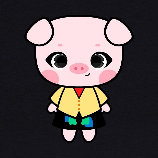 Cute Little Piggy in Ao canh and Black Skirt by alien3287